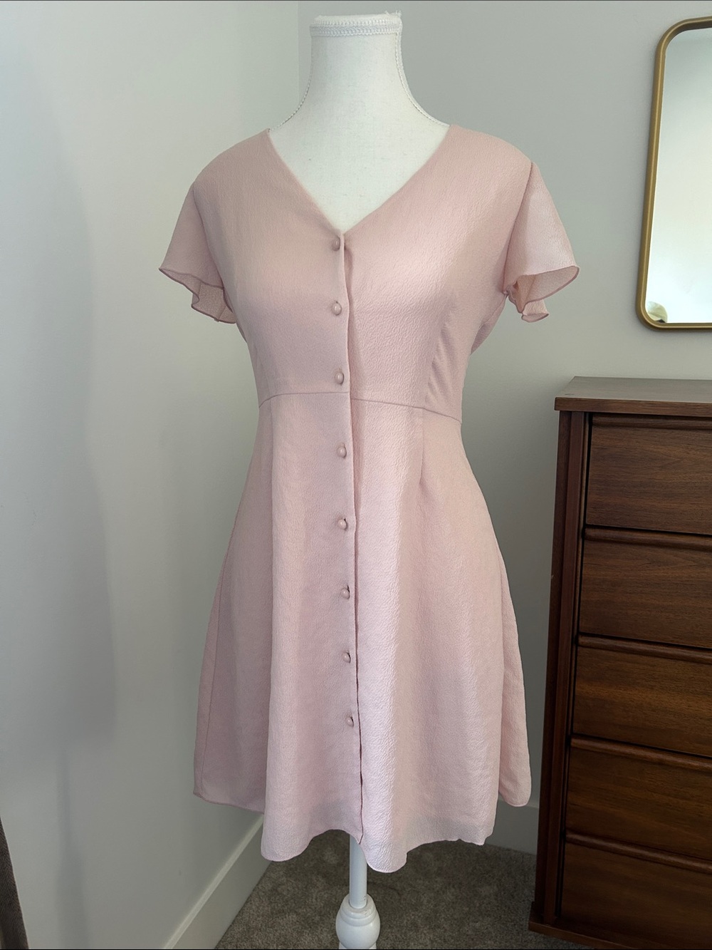 Wilfred Soft Blush Pink Button-Front Mini Dress